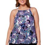 Island Escape Women's Paisley Tankini Top Full Bust Support Purple White 10 Photo 0