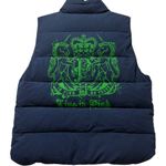Victoria's Secret New Vtg  PINK Puffer Vest Navy Green Crest Unicorn Graphic‎ M/L Photo 3