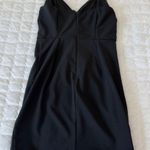 Blue Blush Black Strap Deep V-neck Asymmetrical Dress Photo 4