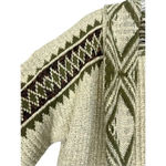 Lucky Brand  Western Nordic Open Cardigan Sz M Boho Pockets Cream Green Jacquard Photo 4