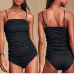 Free People  Ruched Rib On Your Side Bodysuit Black- Size XS Photo 1