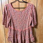 Rewind  Ditsy Floral Babydoll Peplum Top Puff Sleeve Cottagecore Romantic Size L Photo 4