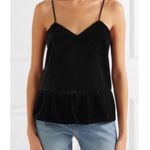J.Crew Black Velvet Velour Sleeveless V Neck Ruffle Cami Camisole Tank Top Sz 8 Photo 0