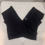 SheIn EZwear Ribbed Surplice Cropped Wrap Top Photo 2