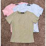 3~Trendy Queen Women's Basic T Shirts Short Sleeve Tops, Slim Fit Workout ~ Med. Green Photo 0
