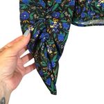 ZARA Blue Multicolor Floral Long Ruched Sleeve Mock Neck Blouse Women Sz S Photo 2