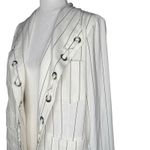 Chico's ‎ Blazer Jacket Medium 8/10 Pinstripe Laced Grommet Career Office Neutral Photo 5
