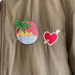 Kendall + Kylie  Bomber Jacket Khaki Green Babe Patches Zip Front Women's SZ M Photo 9
