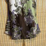 Dress Barn Purple White Green Paisley Halterneck Silk Feel Long Tank Top Large Photo 3