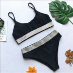 Boutique emma bling trim high waist swimsuits set black Photo 3