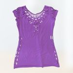 Fox Racing Y2K Distressed Cut Outs Fitted Purple Tee Women's Size S Photo 1