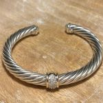 David Yurman Cable Station Bracelet Sterling 18K Yellow Gold & Pavé Diamonds Photo 2