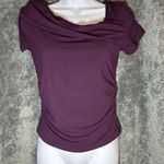 Purple Cowl Neck Short Sleeve Top Size L Size L Photo 0
