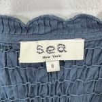 Sea New York Rene Tunic Dress 8 Slate Smocked Ruffle Sleeve Boho Casual Chic Blue Photo 8