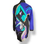 Vintage 80s Wool Mohair Cardigan Sweater Black Purple Geometric Abstract Art Blue Size M Photo 1