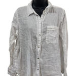 Joie  Womens Linen Top Long Sleeve Button Down White Size L Photo 0