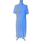 Beach Lunch Lounge Women's White Midi Dress L Short Puff Sleeve Square Size L Photo 0