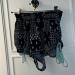 Surf Gypsy Black shorts with white designs and light blue strings in the bottom Photo 0