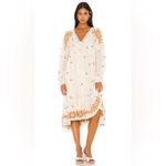 Free People  Lavender Fields Embroidered Trapeze Dress size medium Cream Photo 3