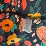 Entro  Floral babydoll Blouse M Black Orange Yellow Green colorful flowy silky Photo 7