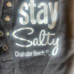 Tank Top Stay Salty Clearwater Florida Size Small Belly Top Black Photo 1
