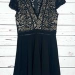 Black Lace Illusion Deep V Neck Mini Party Dress Size Small/Medium Photo 0
