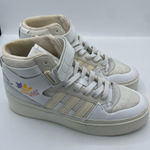 Adidas  Women's White and Tan leather High-Top Sneakers size 9 flowers embossed Photo 0