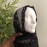 Black lace veil scarf headwrap fringe detail #gothic #whimsygoth Triangle shape, approx length at longest side Photo 0