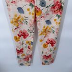 ZARA  Trouser Pants Womens‎ 2 White Floral Print Cotton Pockets Photo 2