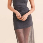 Anthropologie By  Sheer Ruched Shimmer Dress Gray NEW Size XL Cocktail NYE party Photo 0