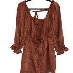 Free People NWOT cassidy romper in rust Orange Velvet Photo 8