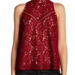 WAYF  Women's Garnet Lace Overlay Sleeveless High Neck Portrait Blouse sz M Photo 0