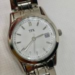Bulova TFX by  women silver tone date quartz analog watch white dial 26mm running Photo 1