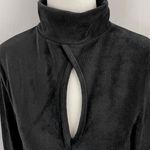 Dual Nature New  Keyhole Rib Velour Dress Mock Neck Long Sleeve Mini Black Photo 4