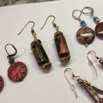 Lot Of 4 Costume Pierced Earrings Dangle BEAD Beaded Colorful Mix Some Handmade Photo 6