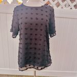 Blooming Jelly  Women’s Black PomPom Style Blouse Photo 4