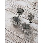 Vintage Clip On Earrings Small Clear Iridescent Bead Cluster 0.75" Photo 3
