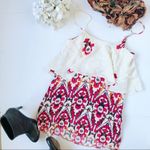 ZARA  Ivory Pink Aztec Print Sleeveless Ruffled Tank Top Women's Size Small Photo 1