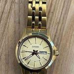 Citizen Ladies Watch Gold Tone Bracelet, Dial, Hands, Day Date Window Photo 2