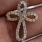 10k Gold Two Toned Diamond Pendant Slide Silver Photo 0