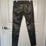 J Brand Sz 29 Wax Coated Snakeskin Python Jeans Jeggings Gray Gold Photo 4