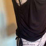 Antistar  Black Ribbed Side Tie Women's Medium Spaghetti Strap Top Photo 3