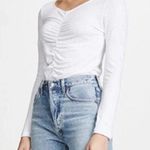 frame denim Frame Shirred Long Sleeve Linen Top White Photo 0