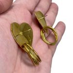 Vintage Unsigned Gold Tone Heart Post Earrings Dangle Hoops Retro Y2K Bratz Photo 2
