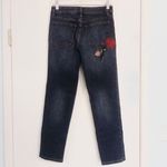 Free People Rose Embroidered Dark Wash Mid Rise Cropped Jeans Size 25 Photo 1