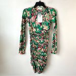 ALC Frank A.L.C. Kiki Ruched‎ Mini Dress Emerald Multi Floral XS Photo 2