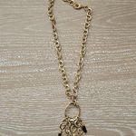 Banana Republic Aureus + Argent Black Tourmaline Charm Necklace Coated Brass Golden Chain Photo 2