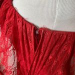 Georgina Chapman Pearl Lace Mini Dress Ruffle Strapless Sz 4 Red Photo 6