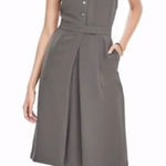 Banana Republic Grey Crepe Sleeveless Dress Button-Front Pleated Size 6 Women's Photo 0