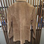 Free People  VTG Camel Suede Snap Button Long Trench Jacket Boho Western Large Photo 10